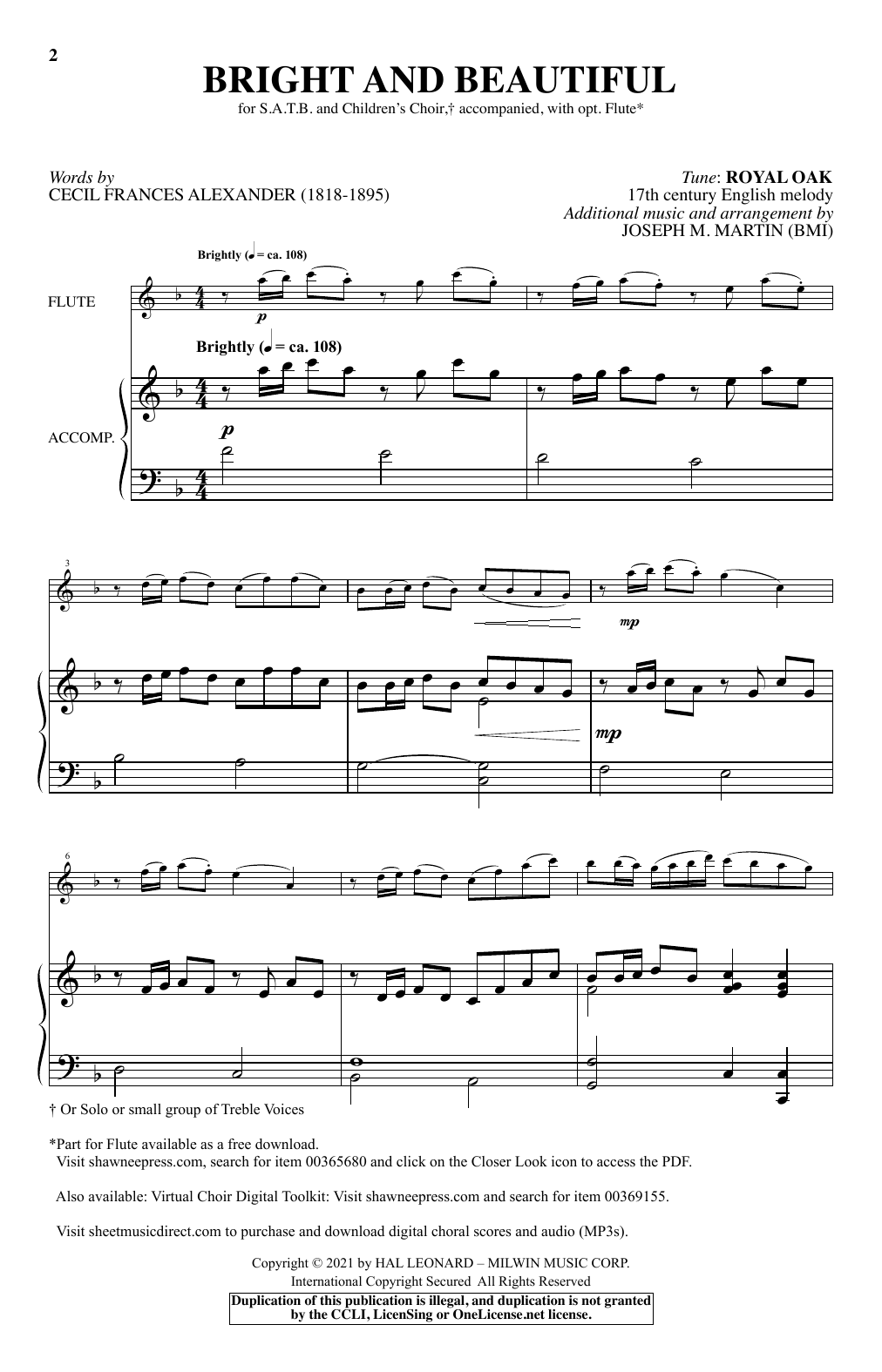 Cecil Frances Alexander Bright And Beautiful (arr. Joseph M. Martin) Sheet Music Notes & Chords for SATB Choir - Download or Print PDF