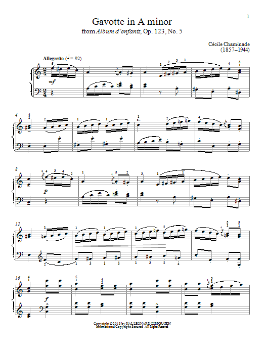 Gail Smith Gavotte In A Minor Sheet Music Notes & Chords for Piano - Download or Print PDF