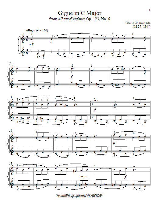 Gail Smith Gigue In C Major Sheet Music Notes & Chords for Piano - Download or Print PDF