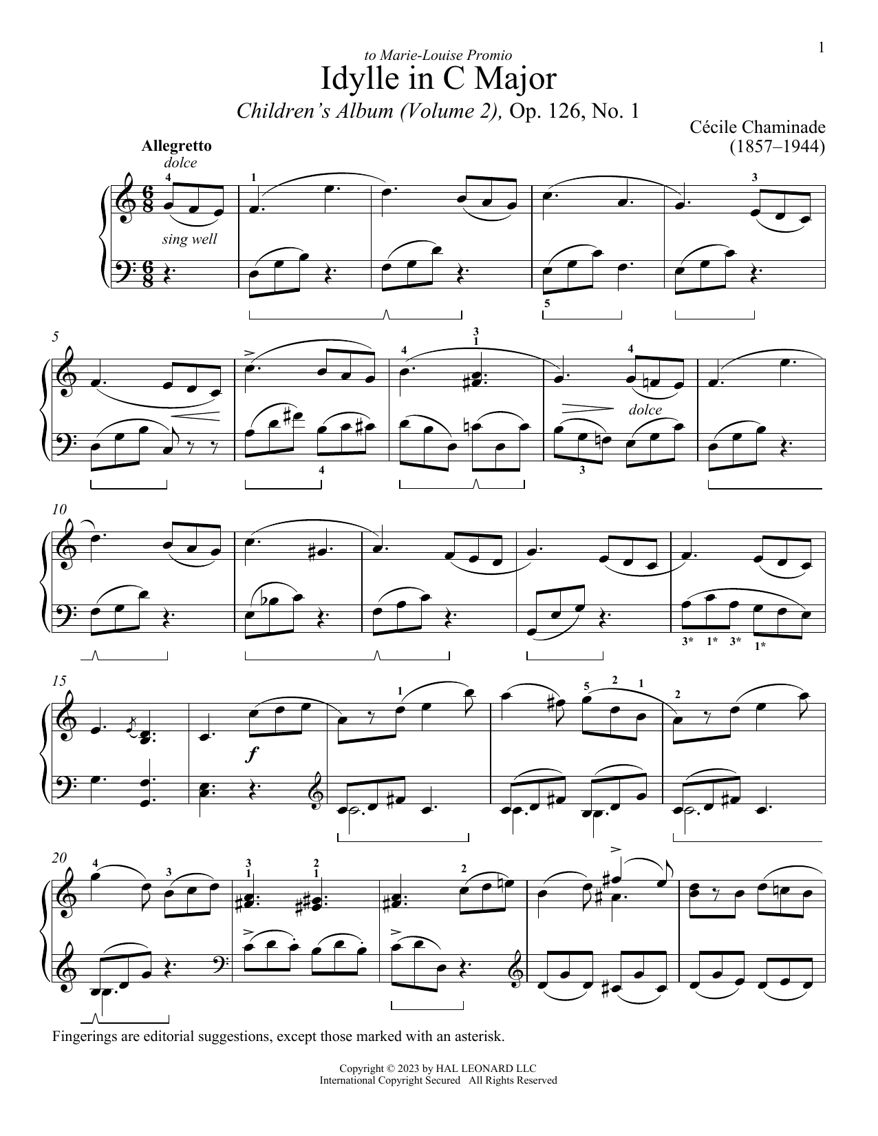 Cecile Chaminade Idylle Sheet Music Notes & Chords for Piano Solo - Download or Print PDF