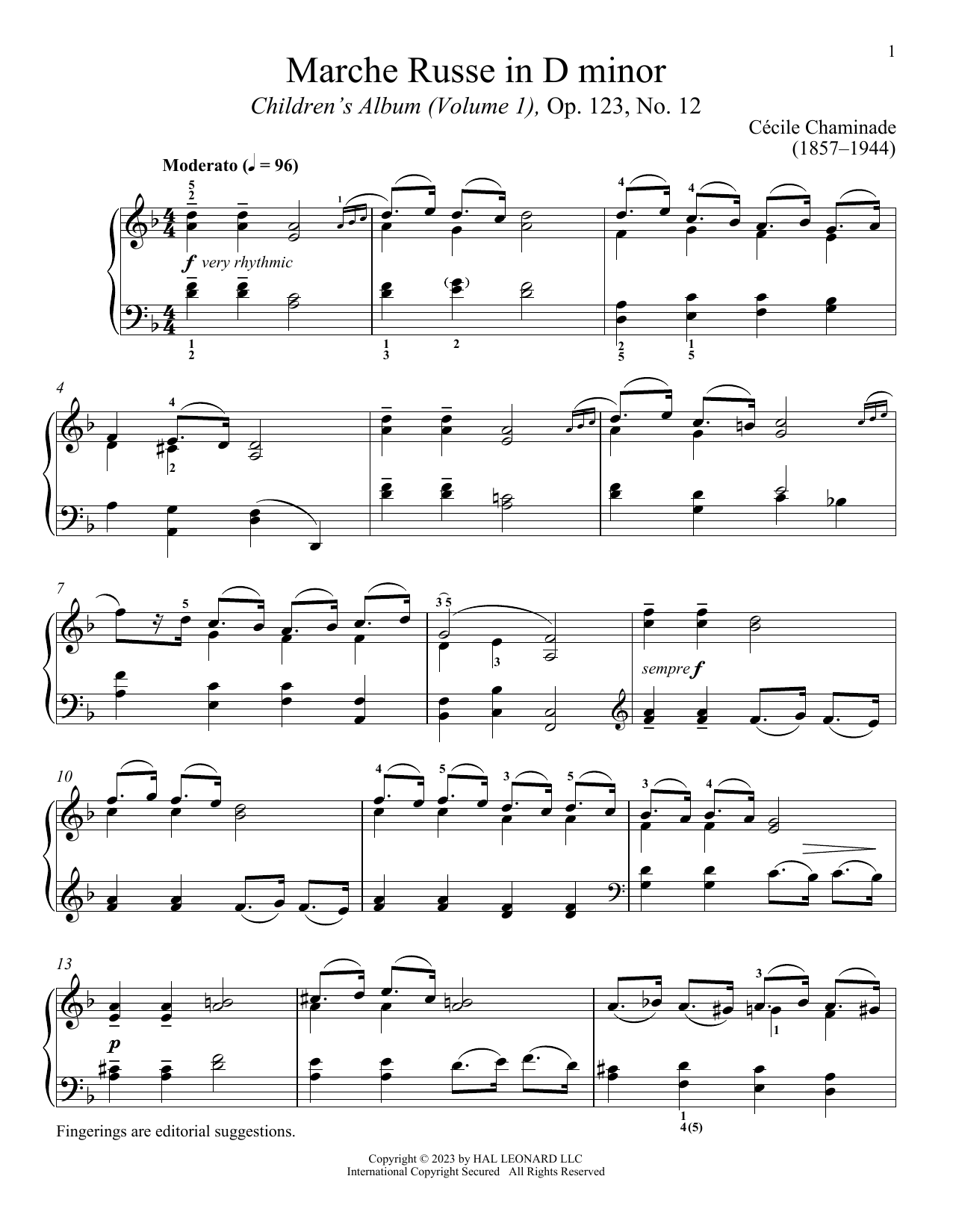Cecile Chaminade Marche Russe Sheet Music Notes & Chords for Piano Solo - Download or Print PDF