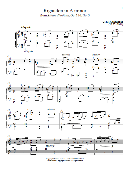 Gail Smith Rigaudon In A Minor Sheet Music Notes & Chords for Piano - Download or Print PDF