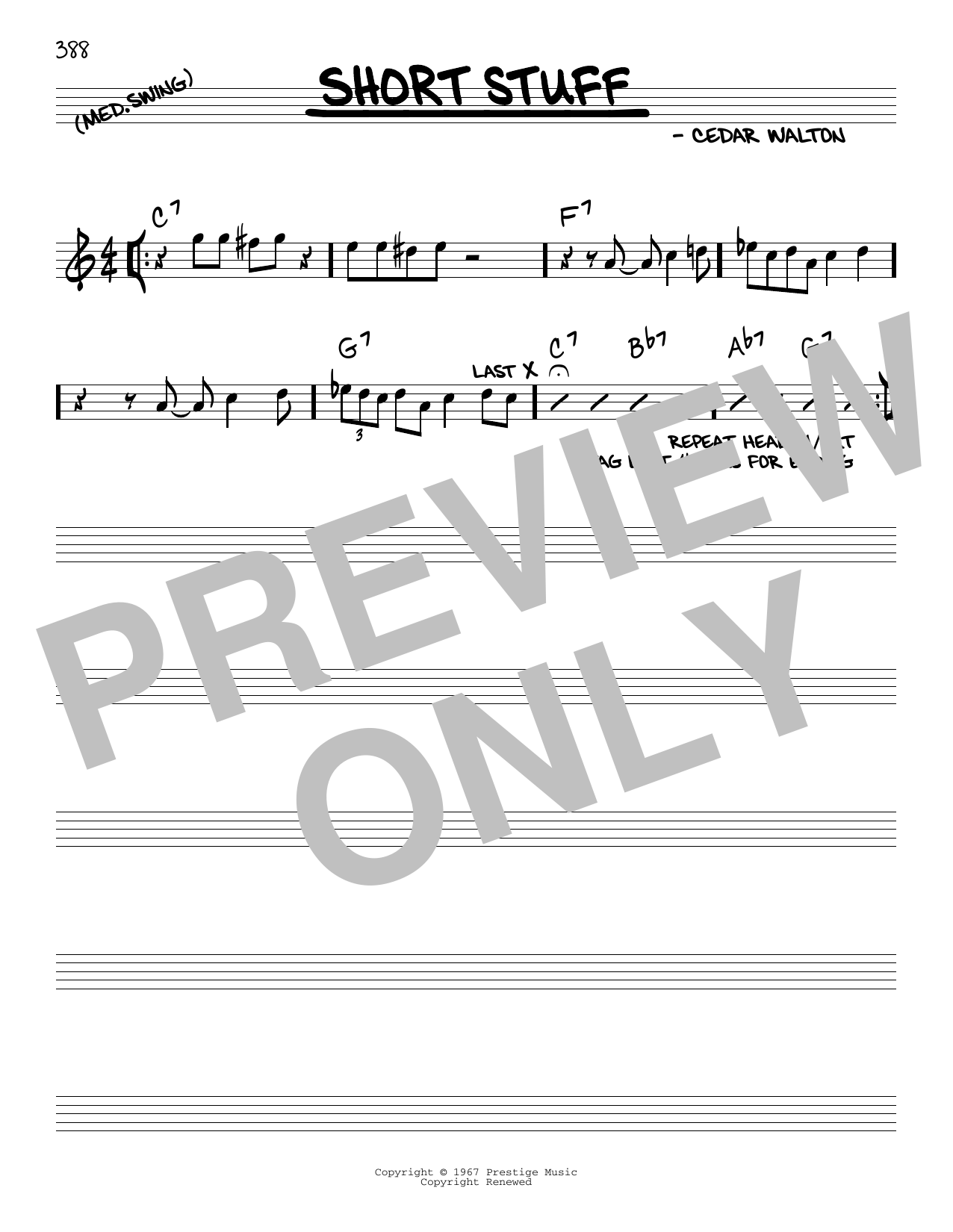 Cedar Walton Short Stuff Sheet Music Notes & Chords for Real Book – Melody & Chords - Download or Print PDF