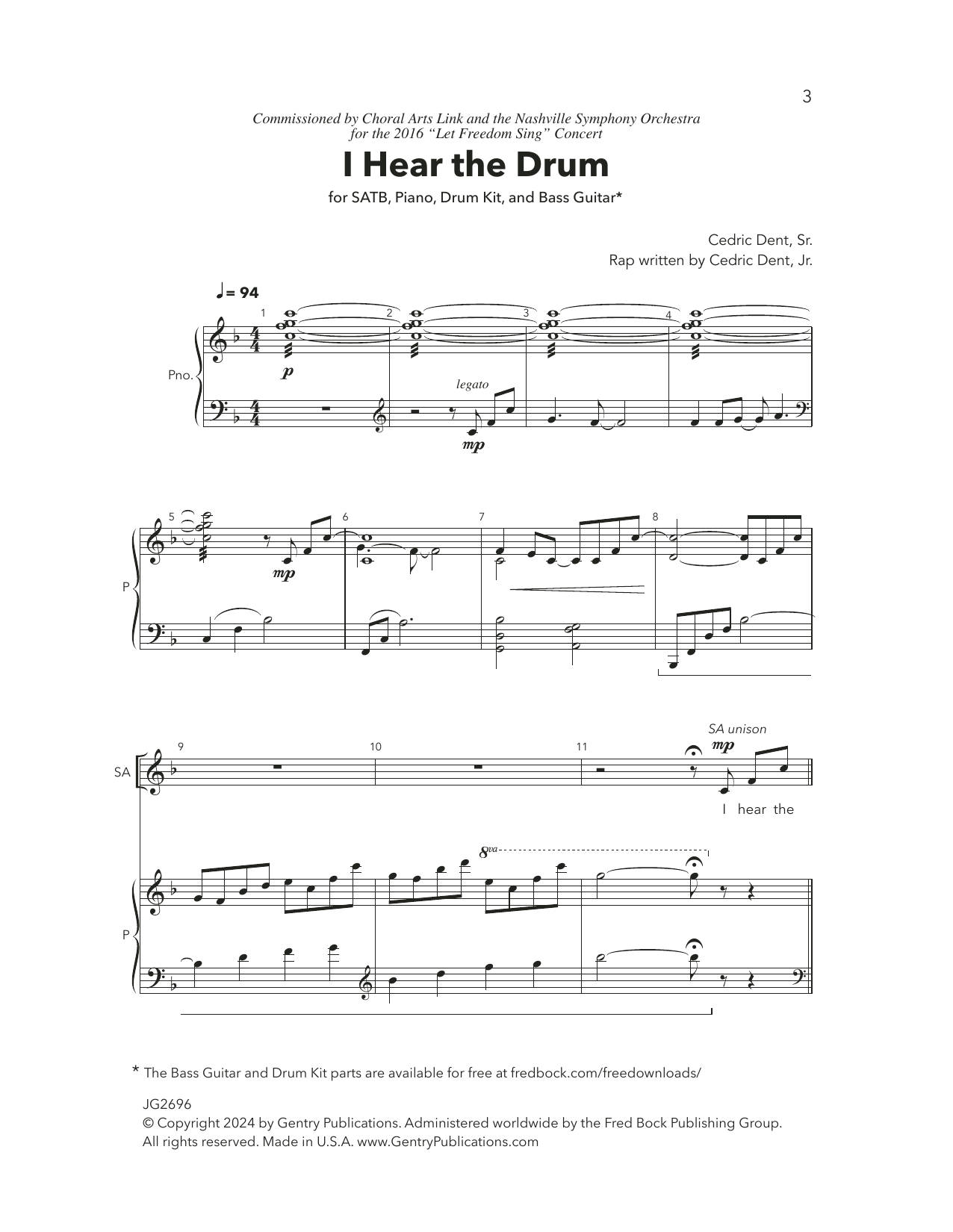 Cedric Dent I Hear The Drum Sheet Music Notes & Chords for SATB Choir - Download or Print PDF