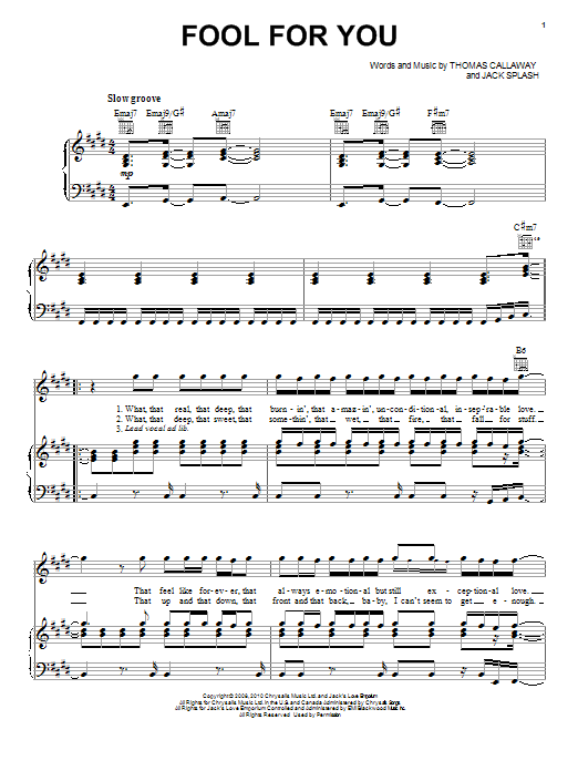 Cee Lo Green Fool For You Sheet Music Notes & Chords for Piano, Vocal & Guitar (Right-Hand Melody) - Download or Print PDF