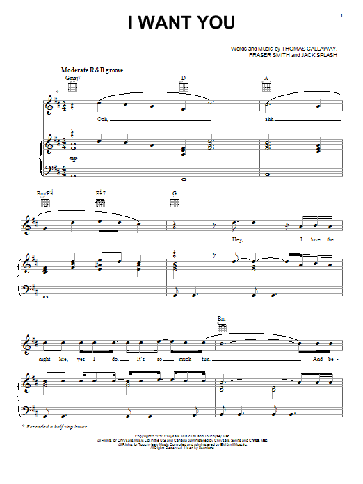 Cee Lo Green I Want You Sheet Music Notes & Chords for Piano, Vocal & Guitar (Right-Hand Melody) - Download or Print PDF