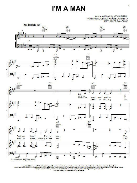 Cee Lo Green I'm A Man Sheet Music Notes & Chords for Piano, Vocal & Guitar (Right-Hand Melody) - Download or Print PDF