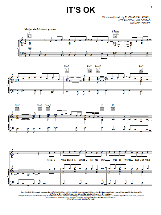Cee Lo Green It's OK Sheet Music Notes & Chords for 5-Finger Piano - Download or Print PDF