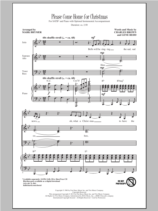 Cee Lo Green Please Come Home For Christmas (arr. Mark Brymer) Sheet Music Notes & Chords for SSA - Download or Print PDF
