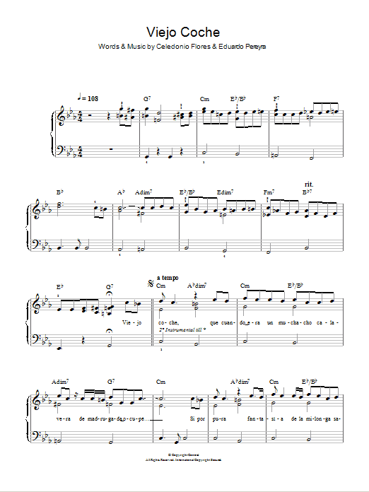 Celedonio Flores Viejo Coche Sheet Music Notes & Chords for Easy Piano - Download or Print PDF
