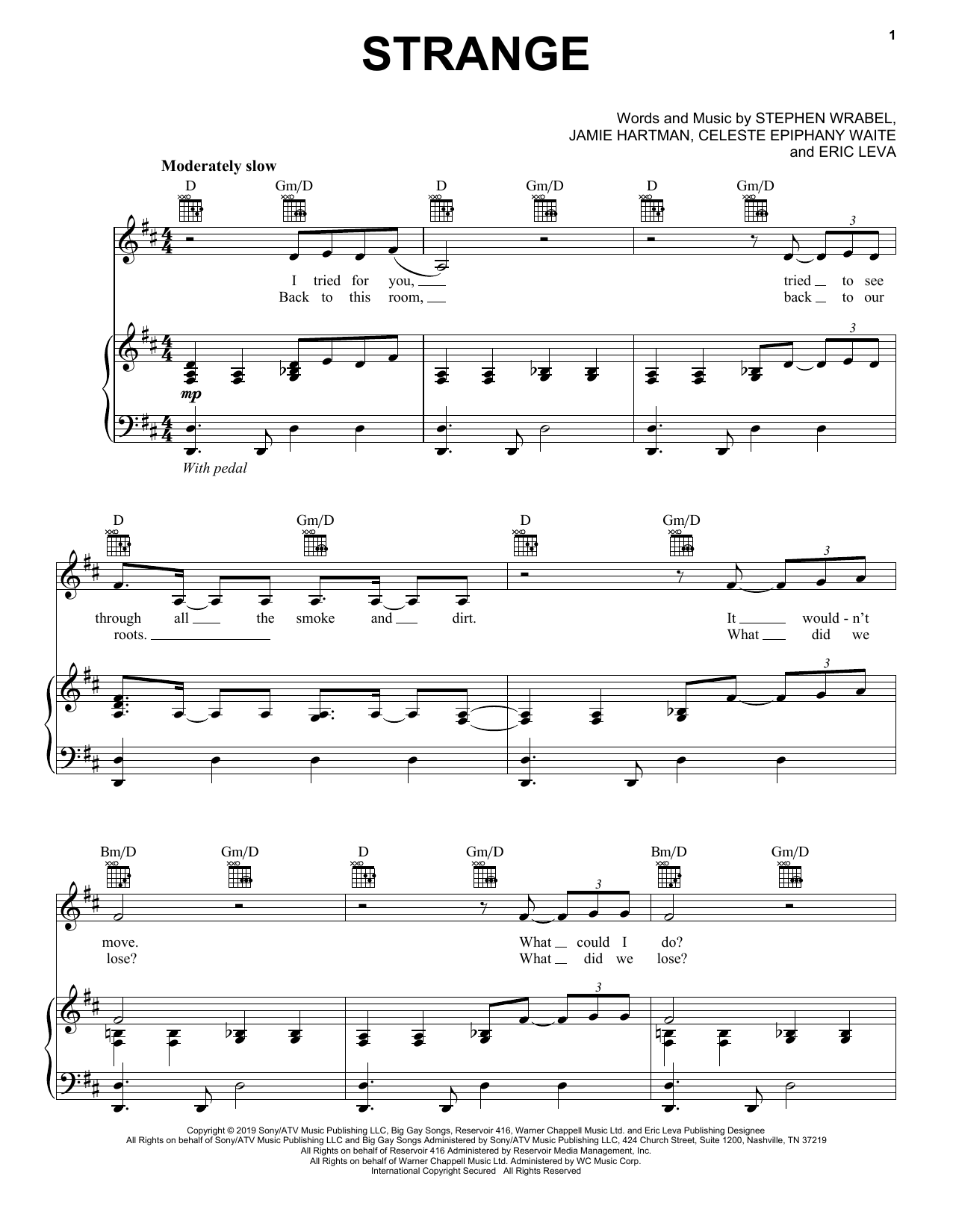 Celeste Strange Sheet Music Notes & Chords for Piano, Vocal & Guitar (Right-Hand Melody) - Download or Print PDF