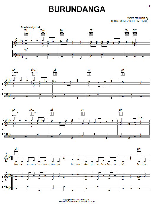 Celia Cruz Burundanga Sheet Music Notes & Chords for Piano, Vocal & Guitar (Right-Hand Melody) - Download or Print PDF Celia Cruz Burundanga Sheet Music Notes & Chords for Piano, Vocal & Guitar (Right-Hand Melody) - Download or Print PDF