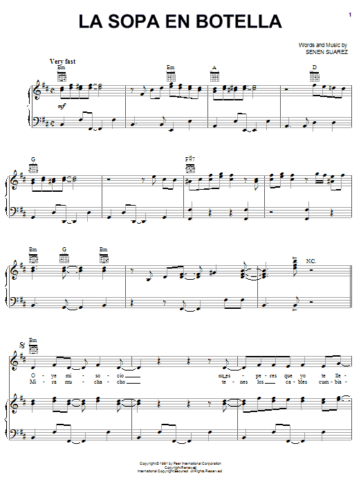 Celia Cruz La Sopa En Botella Sheet Music Notes & Chords for Piano, Vocal & Guitar (Right-Hand Melody) - Download or Print PDF Celia Cruz La Sopa En Botella Sheet Music Notes & Chords for Piano, Vocal & Guitar (Right-Hand Melody) - Download or Print PDF