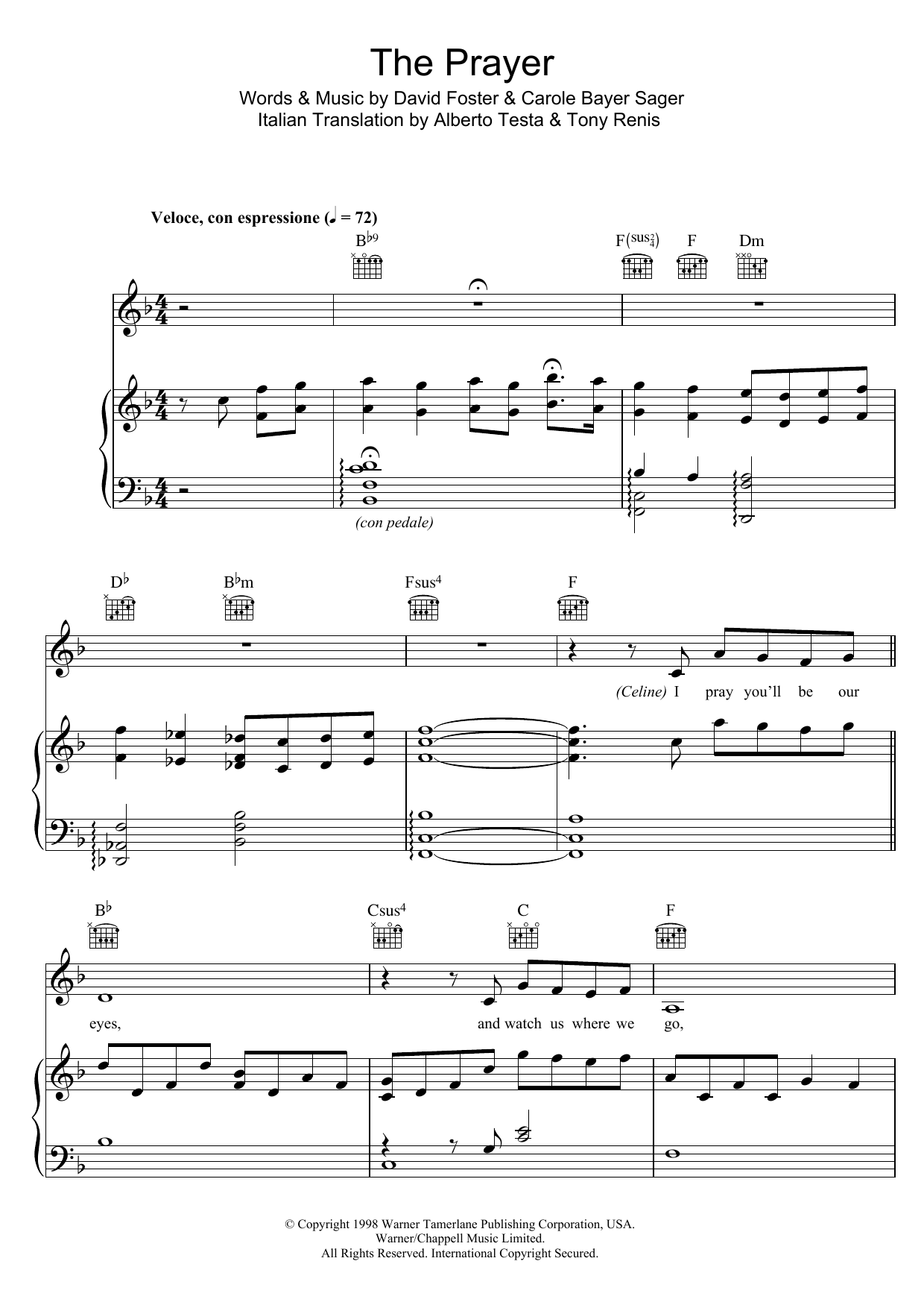Katherine Jenkins The Prayer Sheet Music Notes & Chords for Piano, Vocal & Guitar - Download or Print PDF