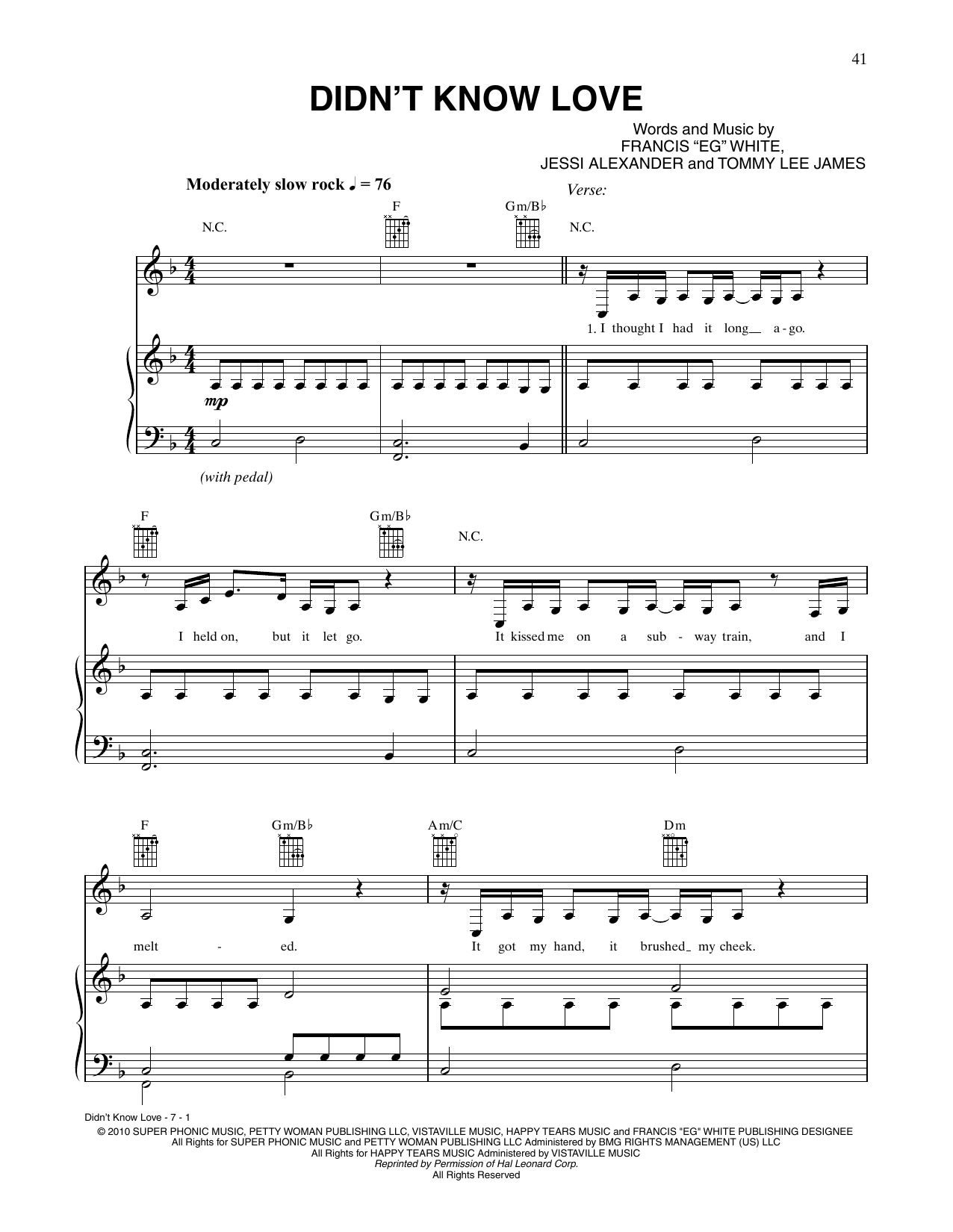 CÉLINE DION Didn't Know Love Sheet Music Notes & Chords for Piano, Vocal & Guitar Chords (Right-Hand Melody) - Download or Print PDF