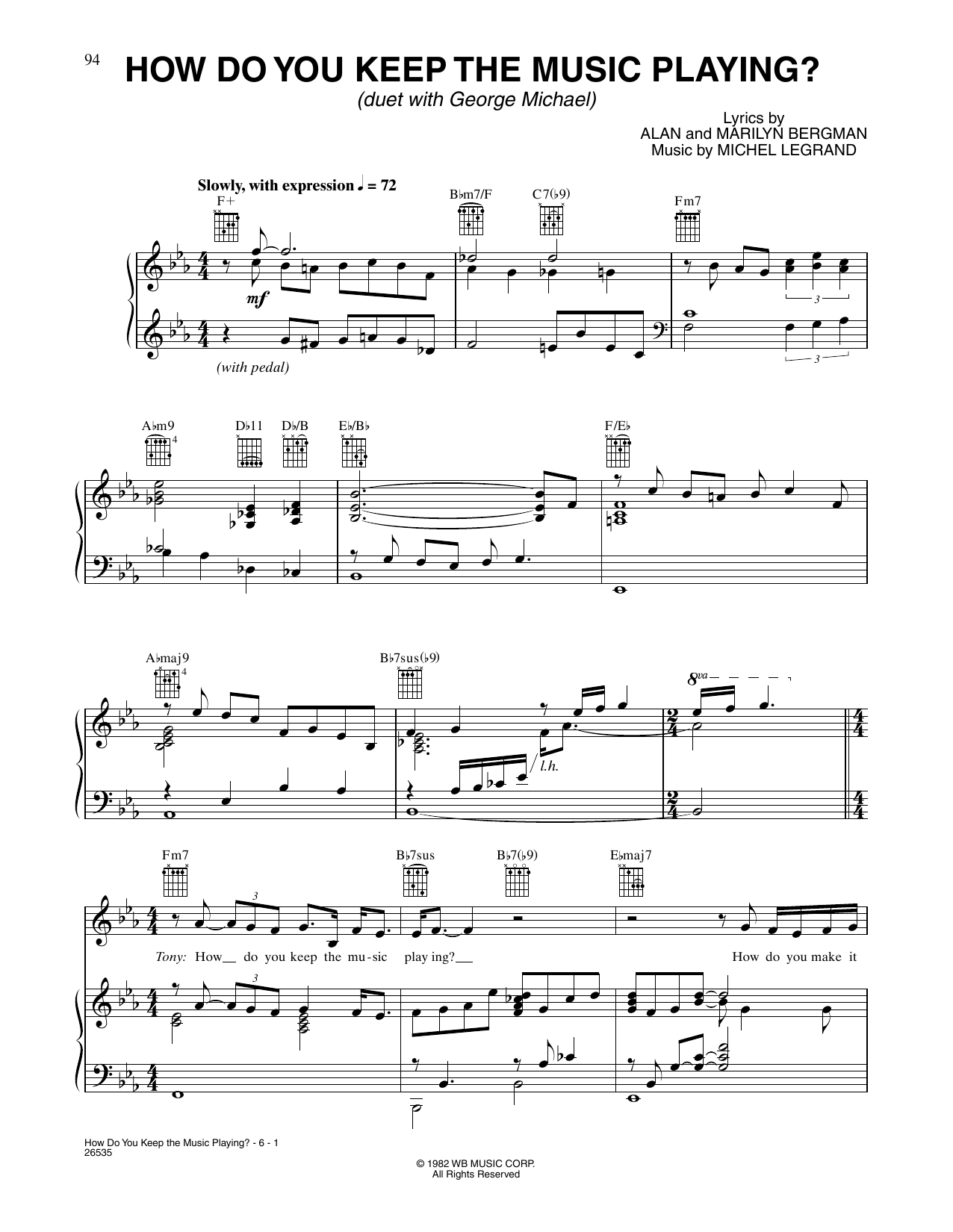 CÉLINE DION How Do You Keep The Music Playing? Sheet Music Notes & Chords for Piano, Vocal & Guitar Chords (Right-Hand Melody) - Download or Print PDF