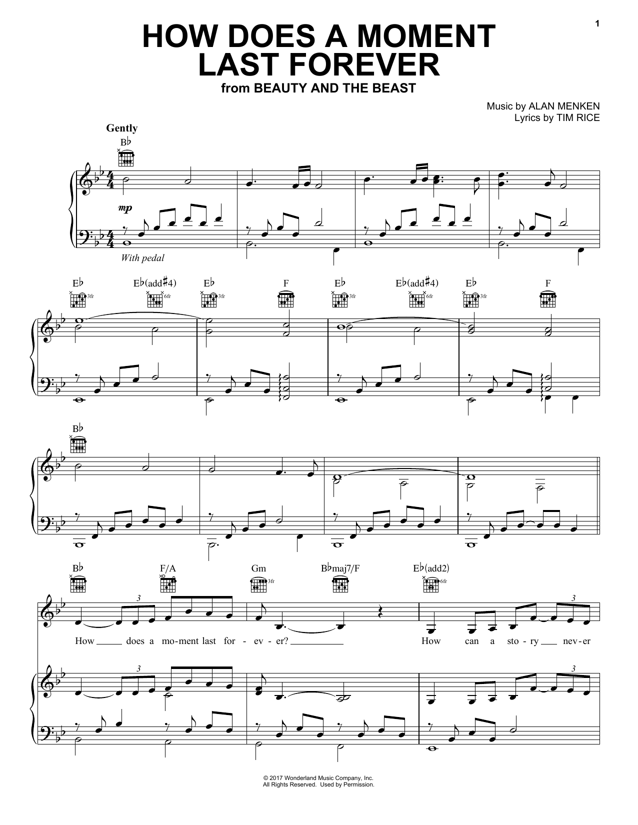 Alan Menken How Does A Moment Last Forever Sheet Music Notes & Chords for Clarinet - Download or Print PDF