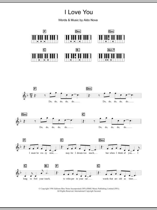 Celine Dion I Love You Sheet Music Notes & Chords for Keyboard - Download or Print PDF