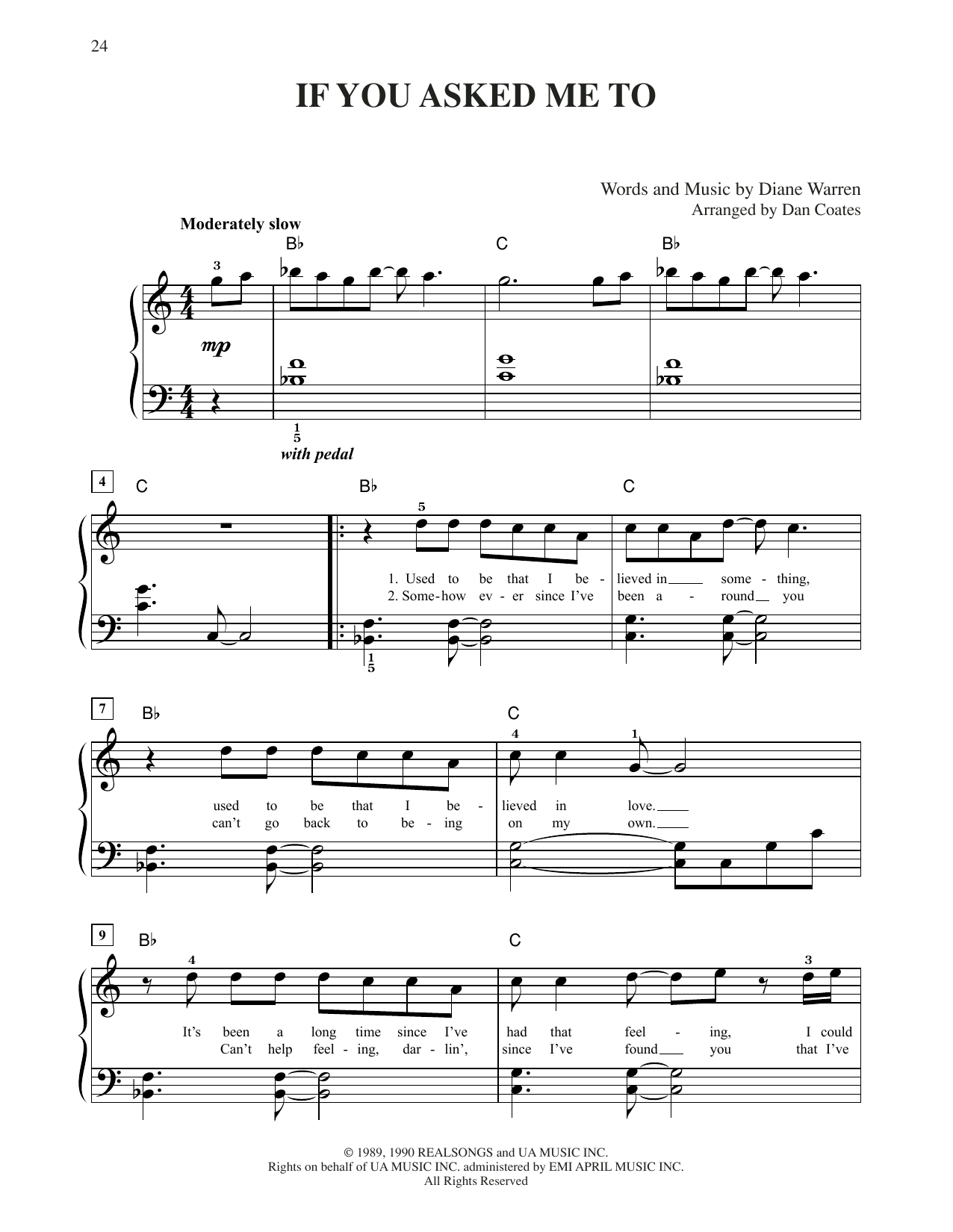 Celine Dion If You Asked Me To Sheet Music Notes & Chords for Easy Piano - Download or Print PDF