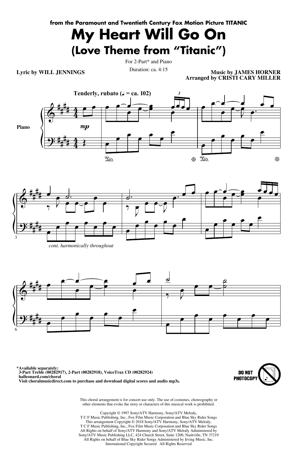 Celine Dion My Heart Will Go On (from Titanic) (arr. Cristi Cary Miller) Sheet Music Notes & Chords for 3-Part Treble - Download or Print PDF