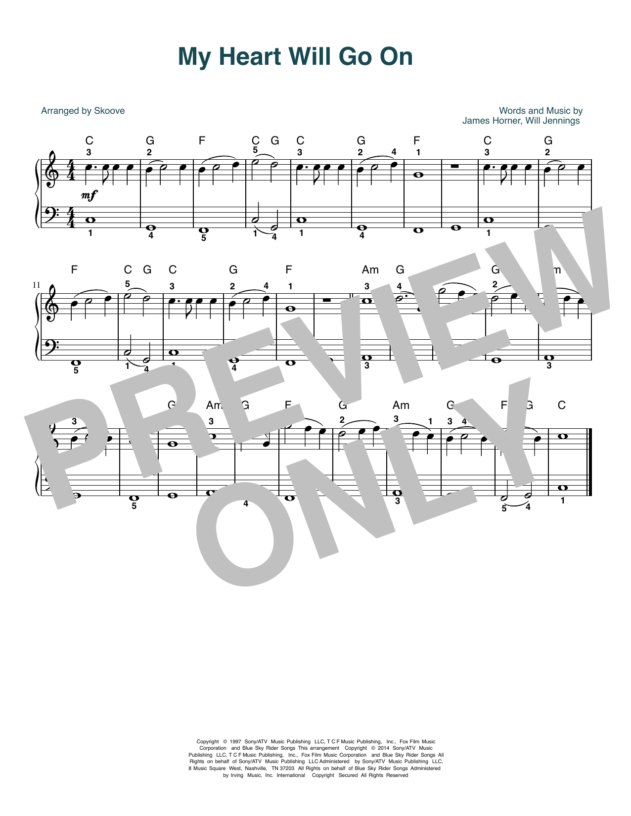 Celine Dion My Heart Will Go On (Love Theme From 'Titanic') (arr. Skoove) Sheet Music Notes & Chords for Beginner Piano (Abridged) - Download or Print PDF