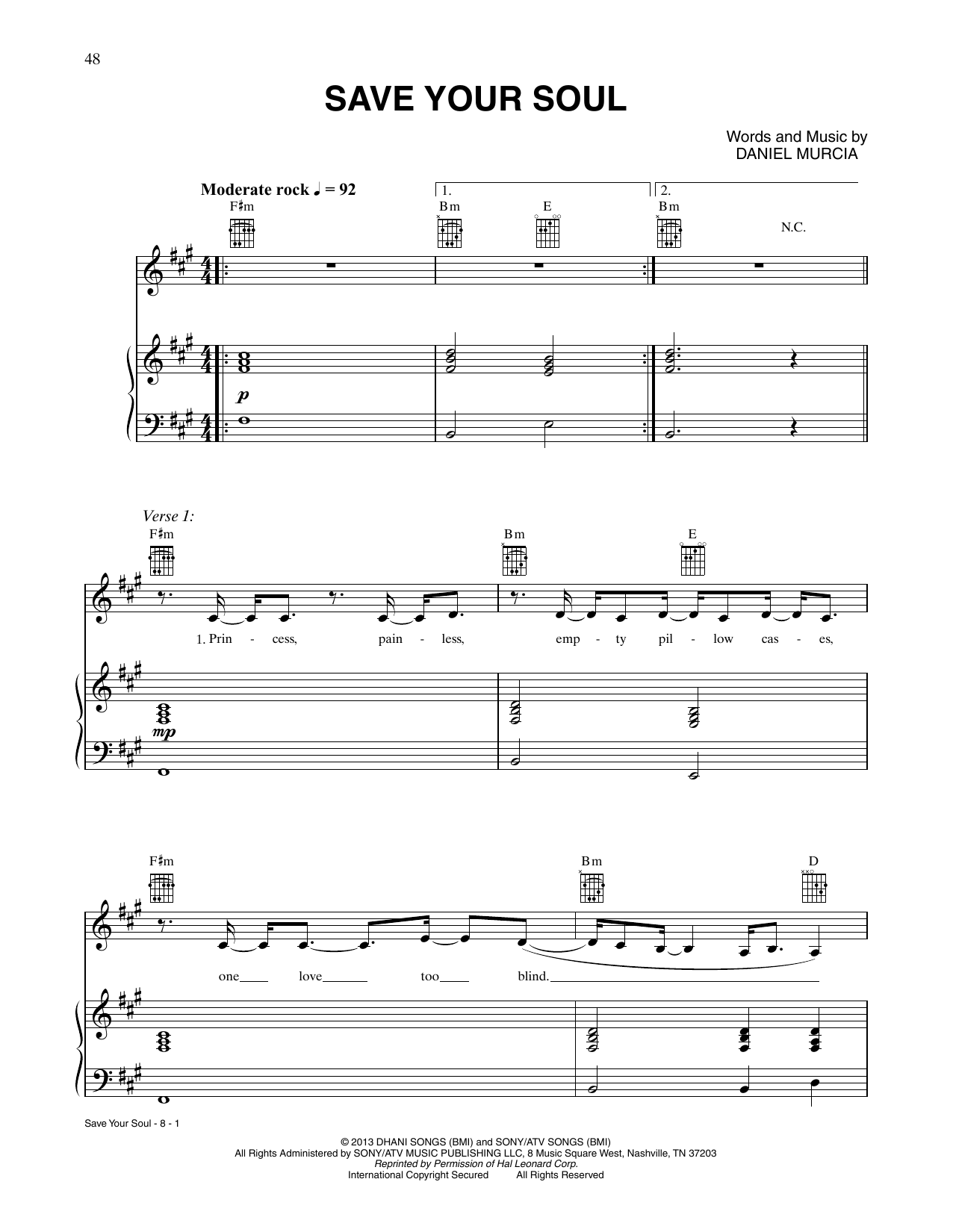 CÉLINE DION Save Your Soul Sheet Music Notes & Chords for Piano, Vocal & Guitar Chords (Right-Hand Melody) - Download or Print PDF