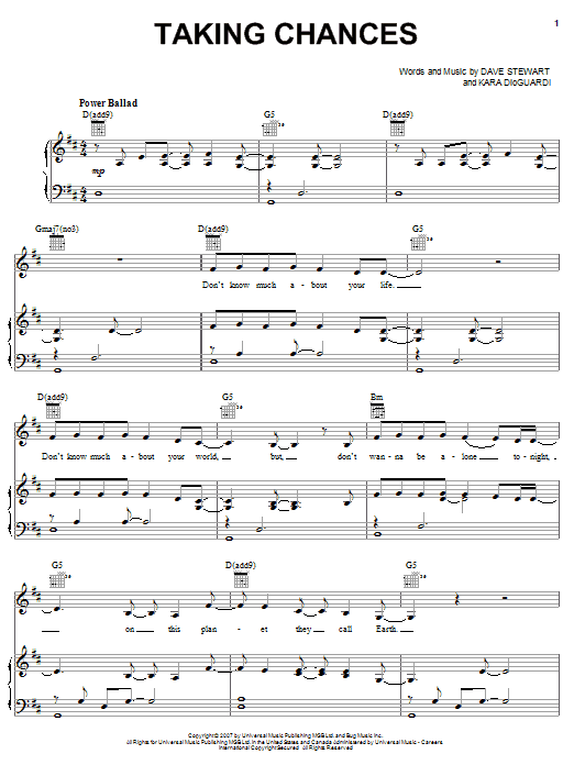 Celine Dion Taking Chances Sheet Music Notes & Chords for Easy Piano - Download or Print PDF