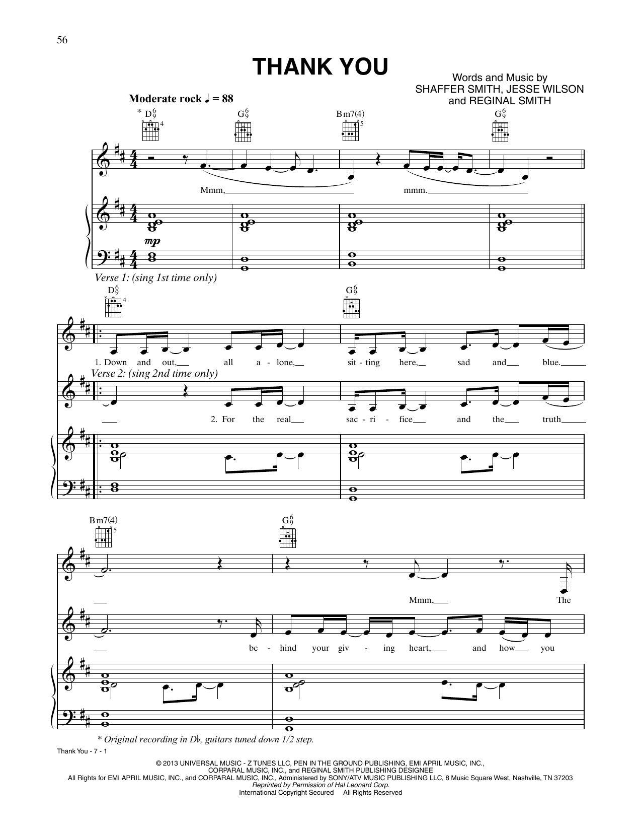 CÉLINE DION Thank You Sheet Music Notes & Chords for Piano, Vocal & Guitar Chords (Right-Hand Melody) - Download or Print PDF