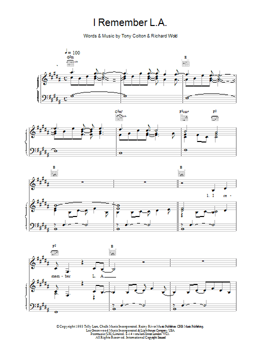 Preview Celine Dion I Remember L.A. Pop sheet music, notes and chords for Piano, Vocal & Guitar (Right-Hand Melody), SKU: 14511 I Remember L.A. sheet music