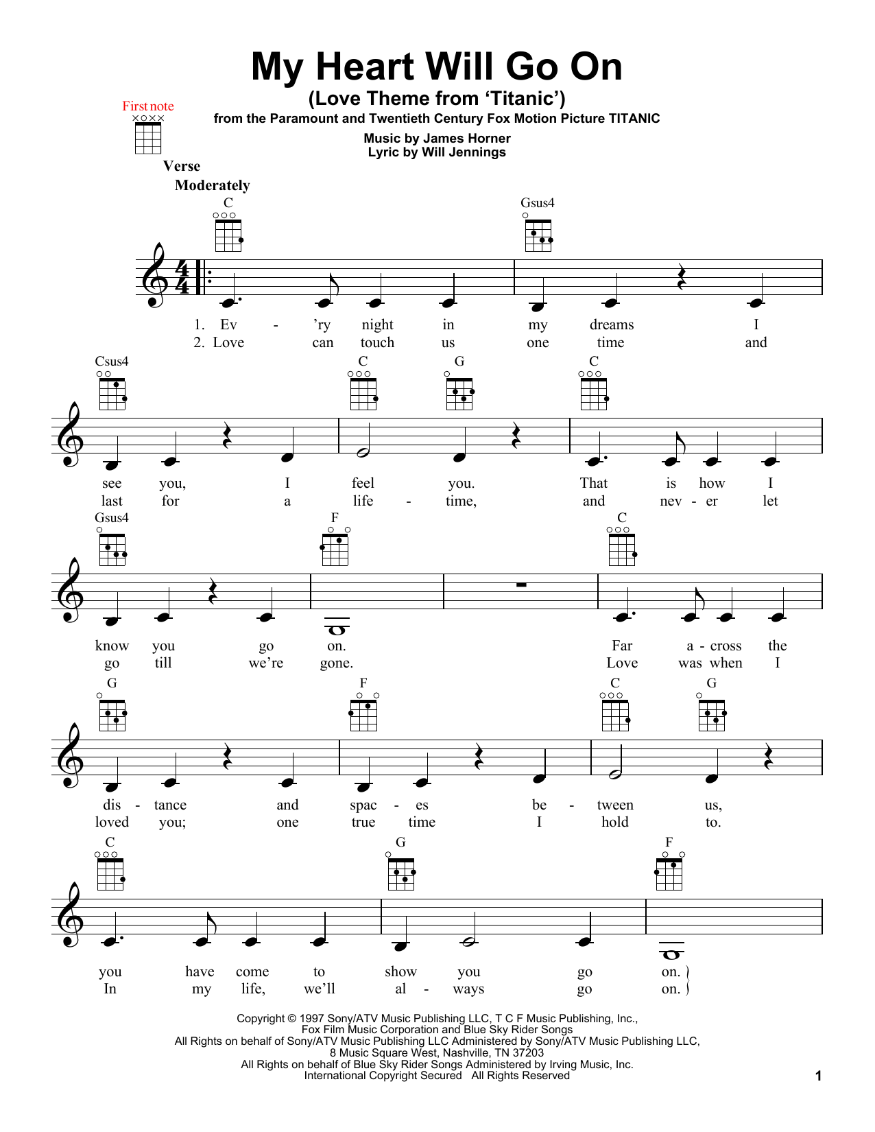 My Heart Will Go On (Love Theme From 'Titanic') sheet music