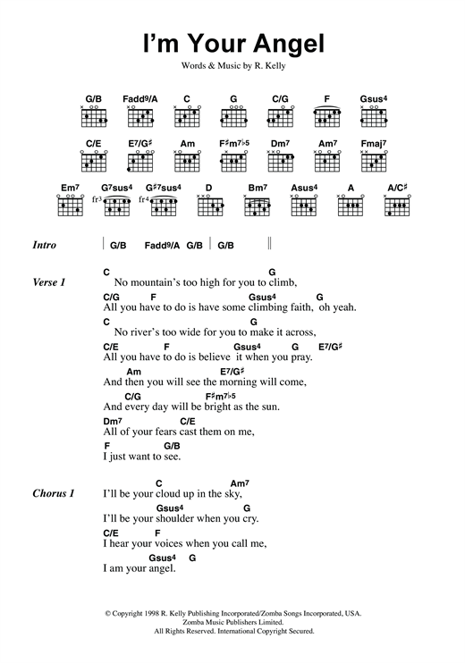 Celine Dion & R. Kelly I'm Your Angel Sheet Music Notes & Chords for Lyrics & Chords - Download or Print PDF