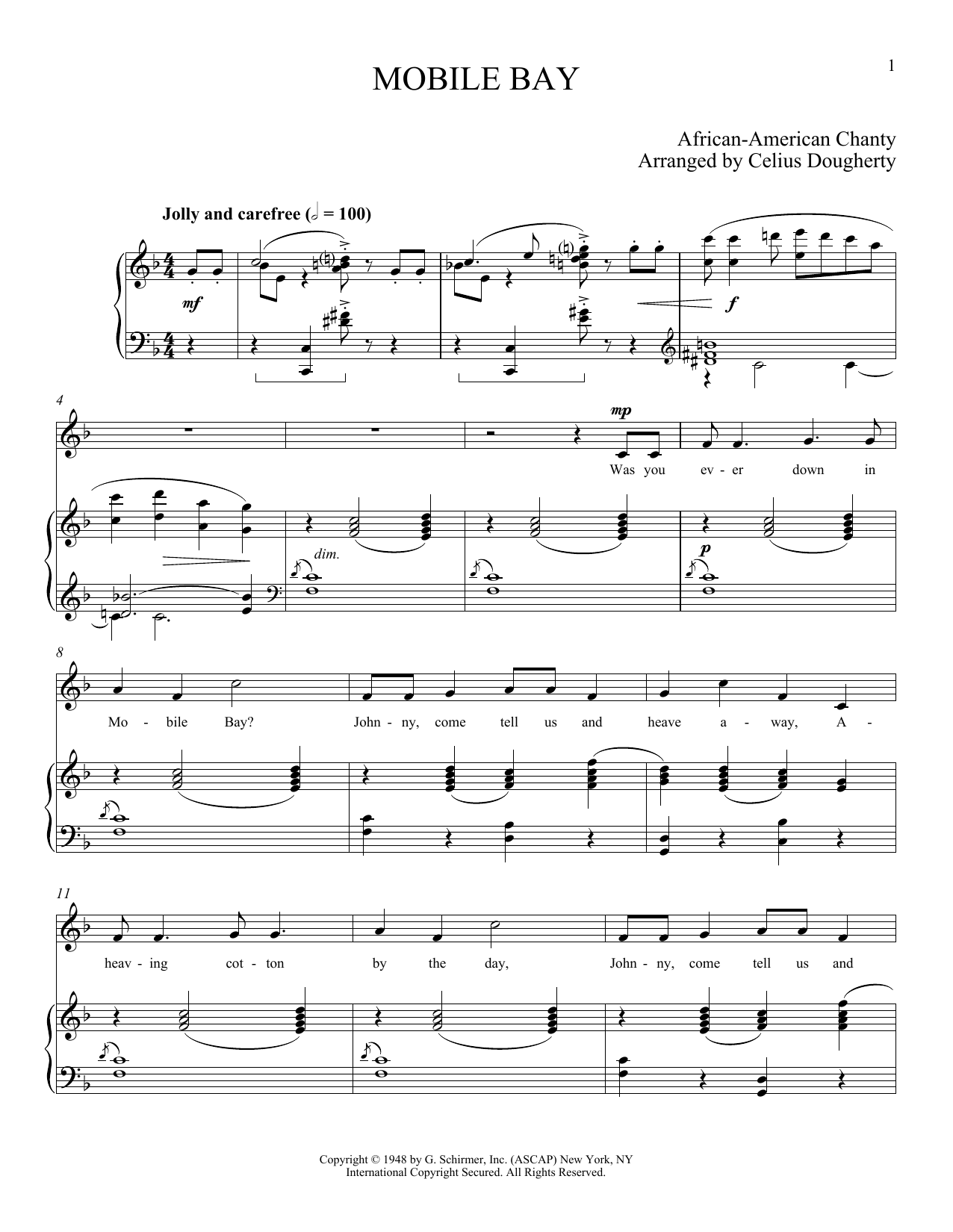 Celius Dougherty Mobile Bay Sheet Music Notes & Chords for Piano & Vocal - Download or Print PDF