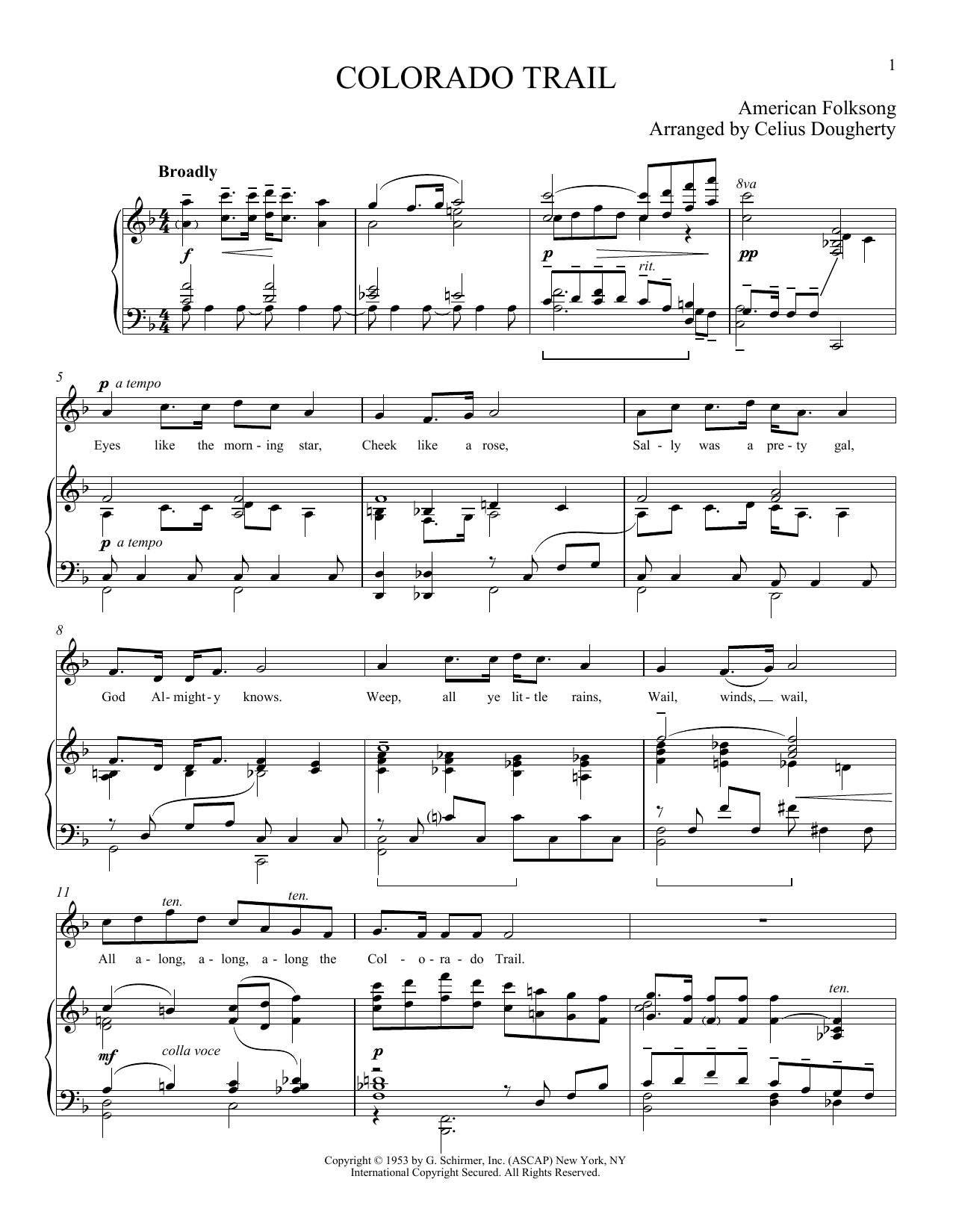 Celius Dougherty The Colorado Trail Sheet Music Notes & Chords for Piano & Vocal - Download or Print PDF