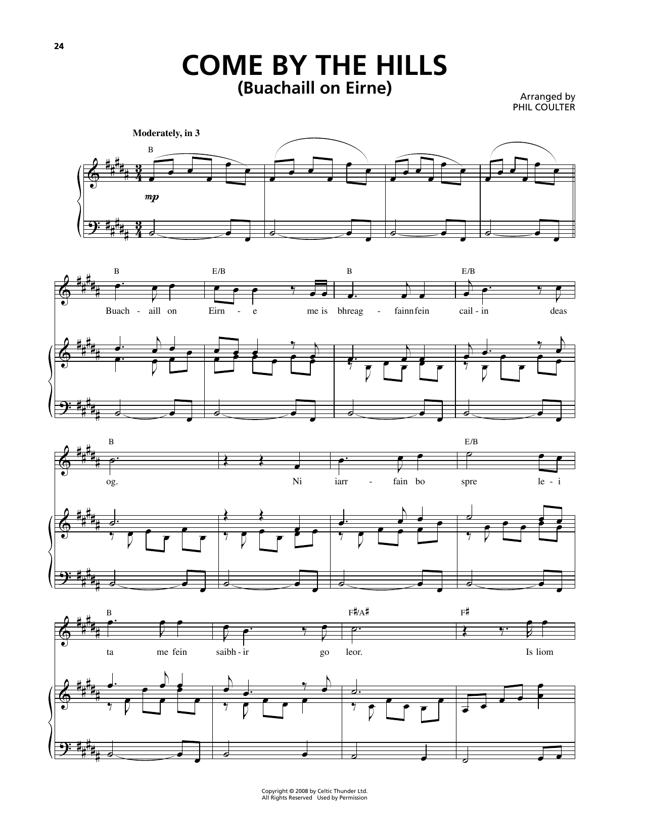 Celtic Thunder Come By The Hills (Buachaill On Eirne) Sheet Music Notes & Chords for Piano & Vocal - Download or Print PDF