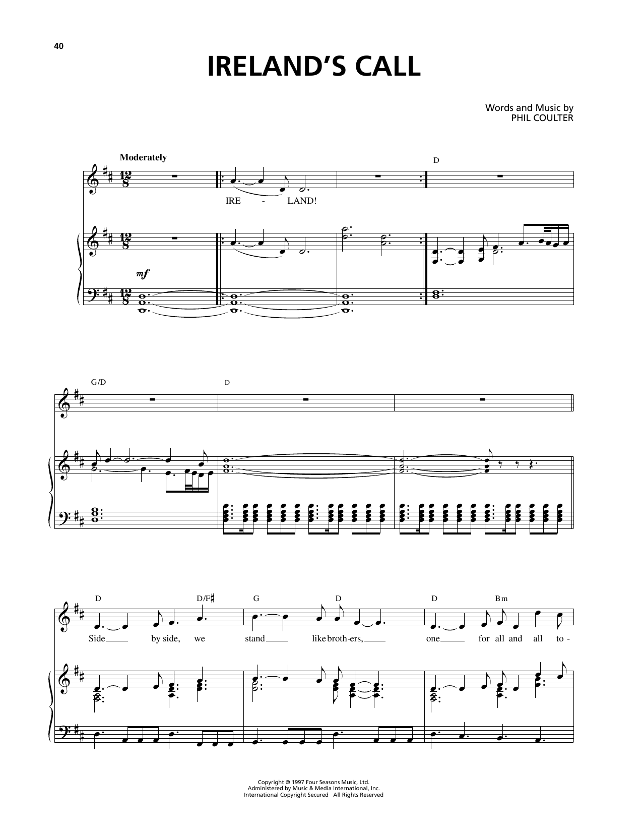 Celtic Thunder Ireland's Call Sheet Music Notes & Chords for Piano & Vocal - Download or Print PDF