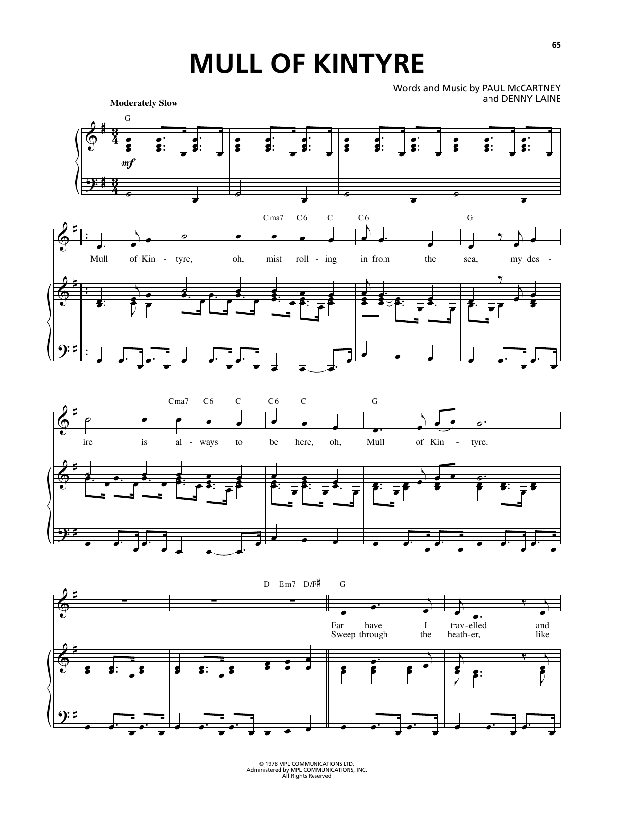 Celtic Thunder Mull Of Kintyre Sheet Music Notes & Chords for Piano & Vocal - Download or Print PDF