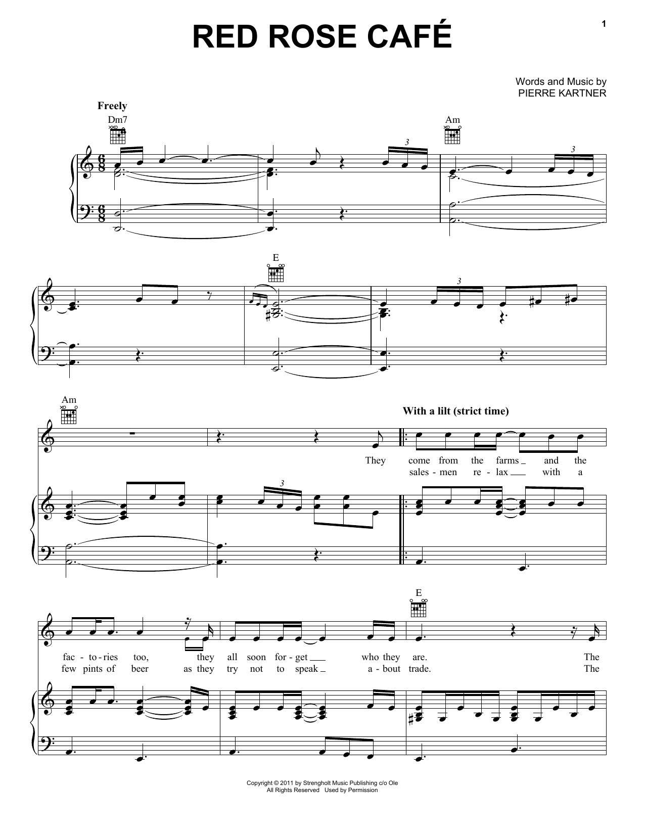 Celtic Thunder Red Rose Cafe Sheet Music Notes & Chords for Piano, Vocal & Guitar (Right-Hand Melody) - Download or Print PDF