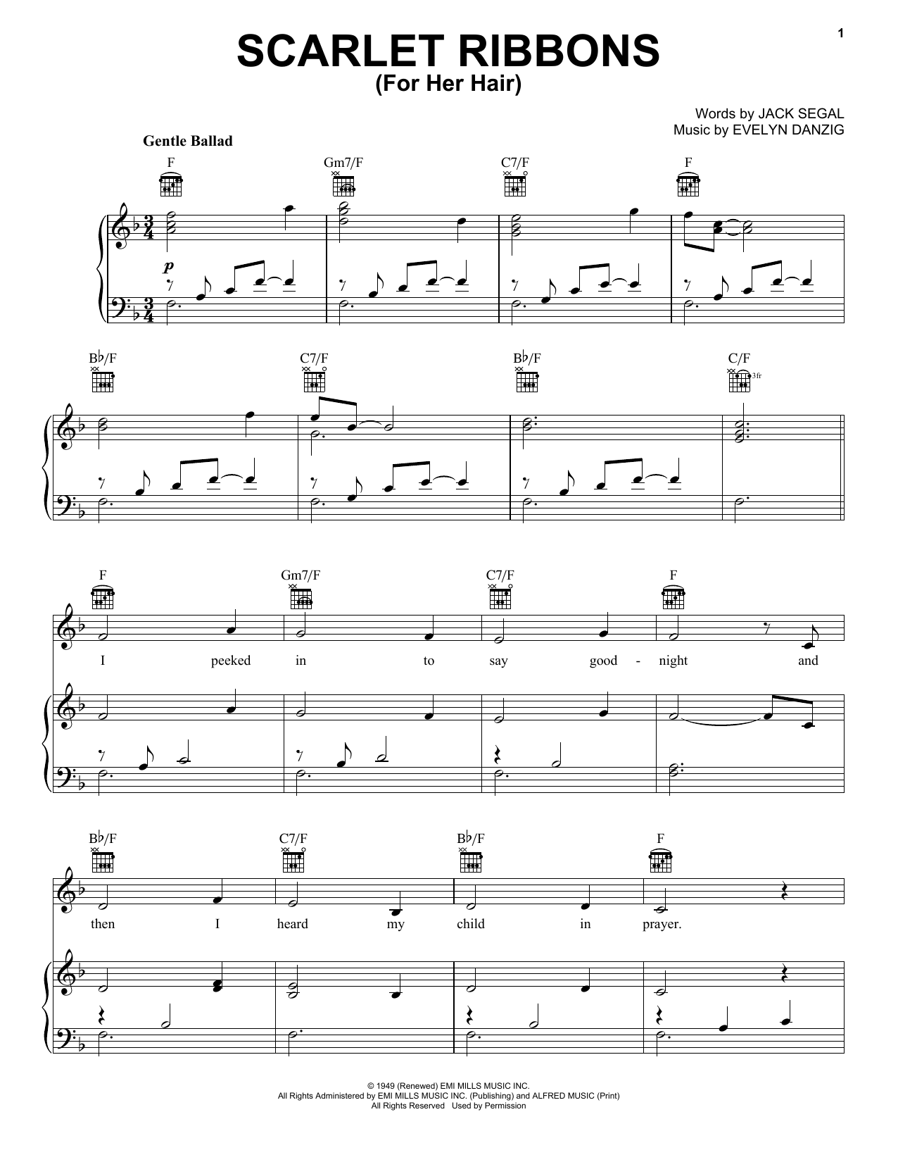 Celtic Thunder Scarlet Ribbons (For Her Hair) Sheet Music Notes & Chords for Piano, Vocal & Guitar (Right-Hand Melody) - Download or Print PDF