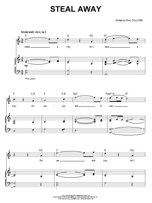 Celtic Thunder Steal Away Sheet Music Notes & Chords for Piano, Vocal & Guitar (Right-Hand Melody) - Download or Print PDF