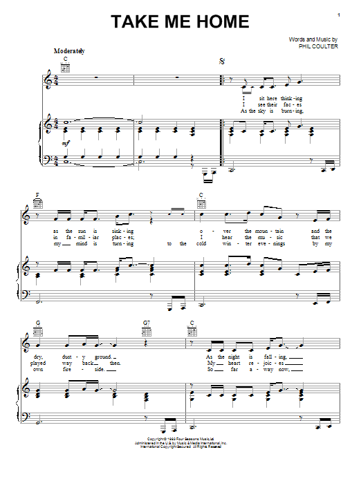 Celtic Thunder Take Me Home Sheet Music Notes & Chords for Piano, Vocal & Guitar (Right-Hand Melody) - Download or Print PDF