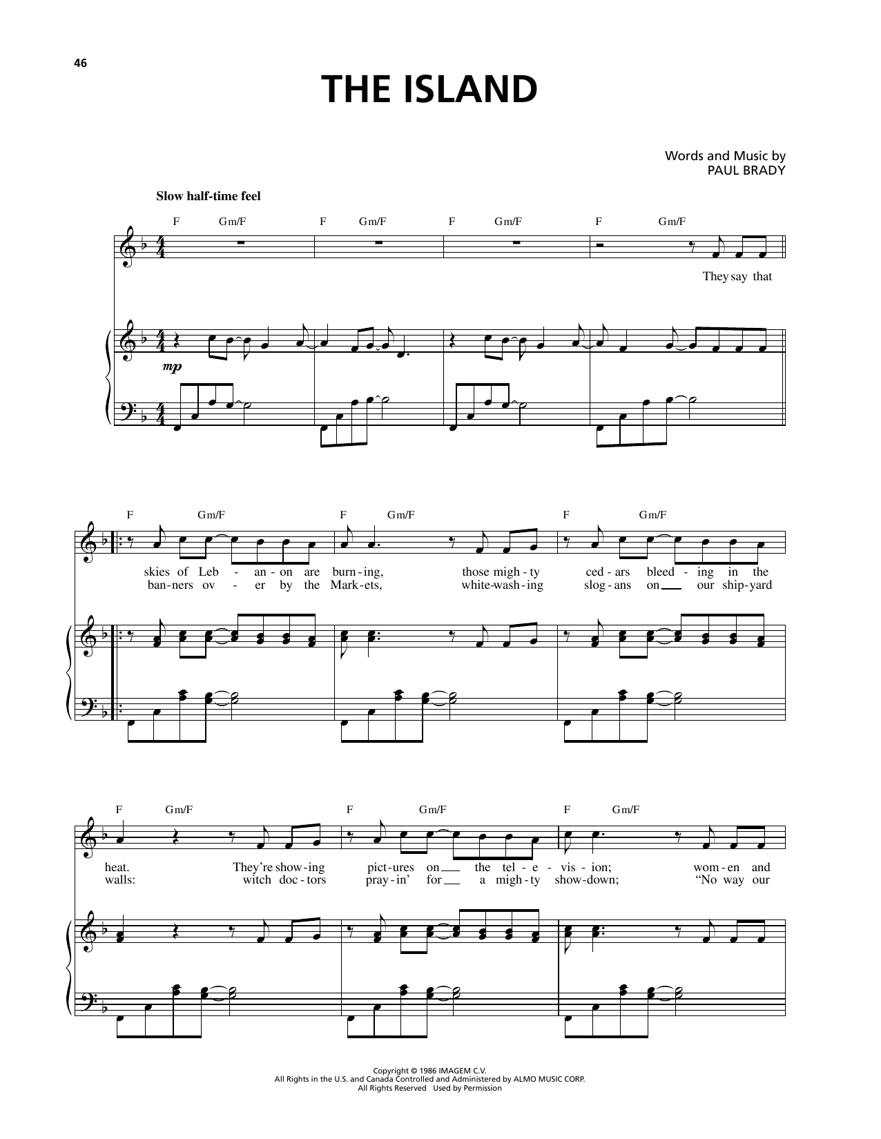 Celtic Thunder The Island Sheet Music Notes & Chords for Piano & Vocal - Download or Print PDF
