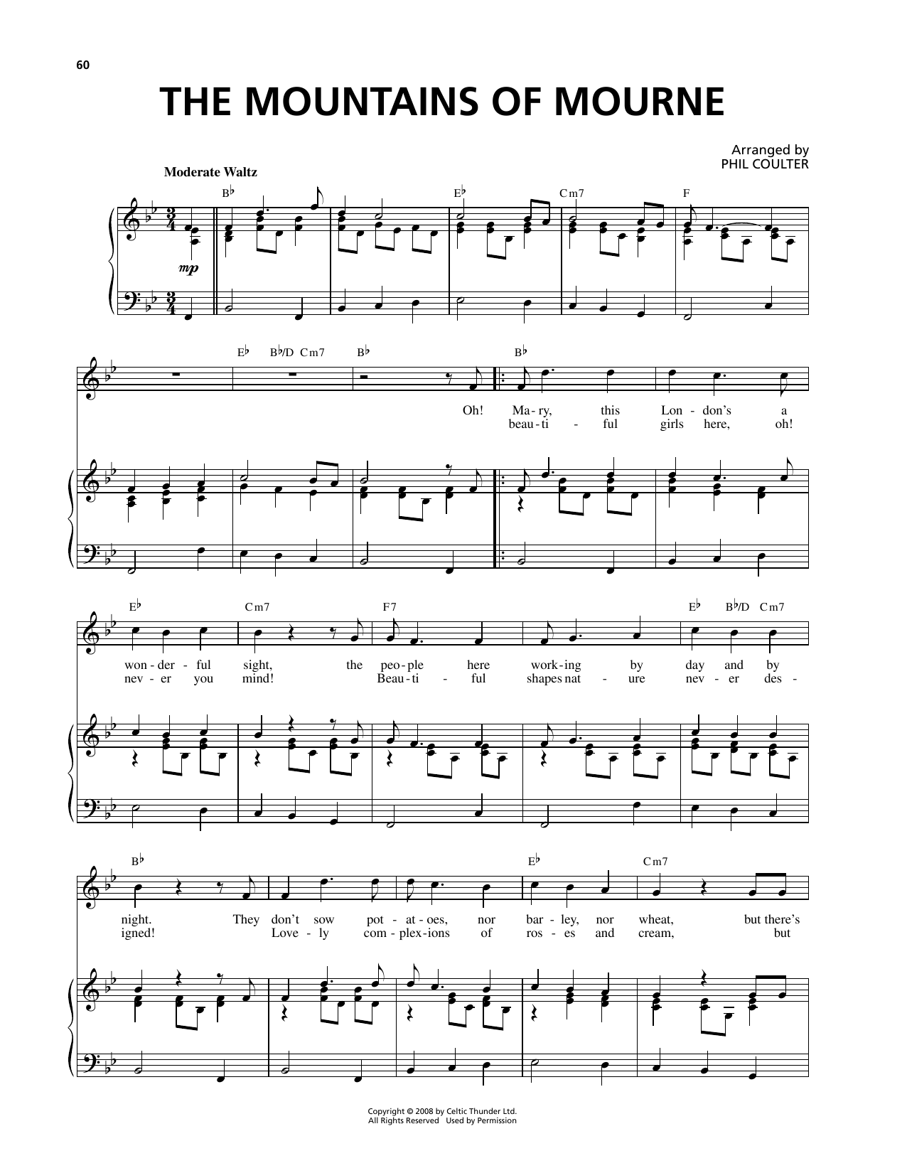 Celtic Thunder The Mountains Of Mourne Sheet Music Notes & Chords for Piano & Vocal - Download or Print PDF