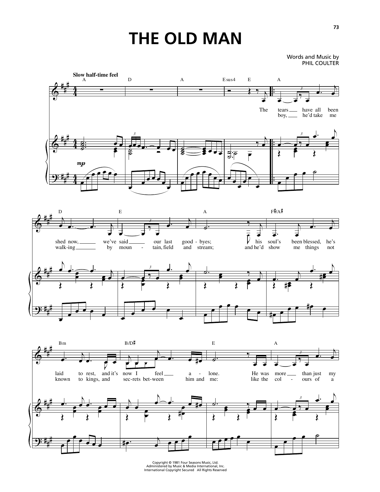 Celtic Thunder The Old Man Sheet Music Notes & Chords for Piano & Vocal - Download or Print PDF