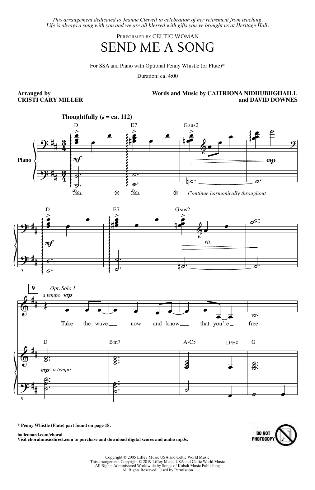 Celtic Woman Send Me A Song (arr. Cristi Cary Miller) Sheet Music Notes & Chords for SSA Choir - Download or Print PDF