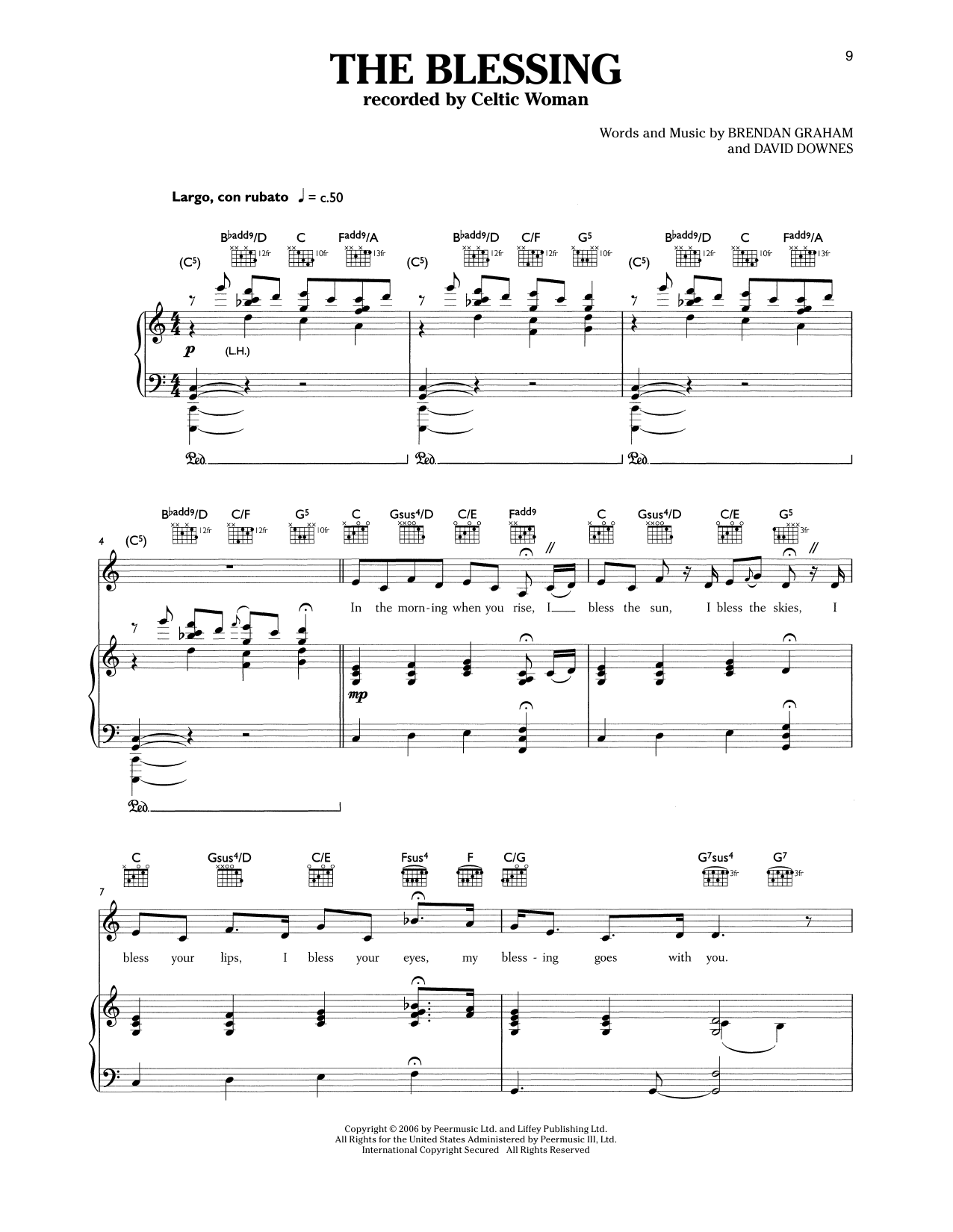Celtic Woman The Blessing Sheet Music Notes & Chords for Piano & Vocal - Download or Print PDF