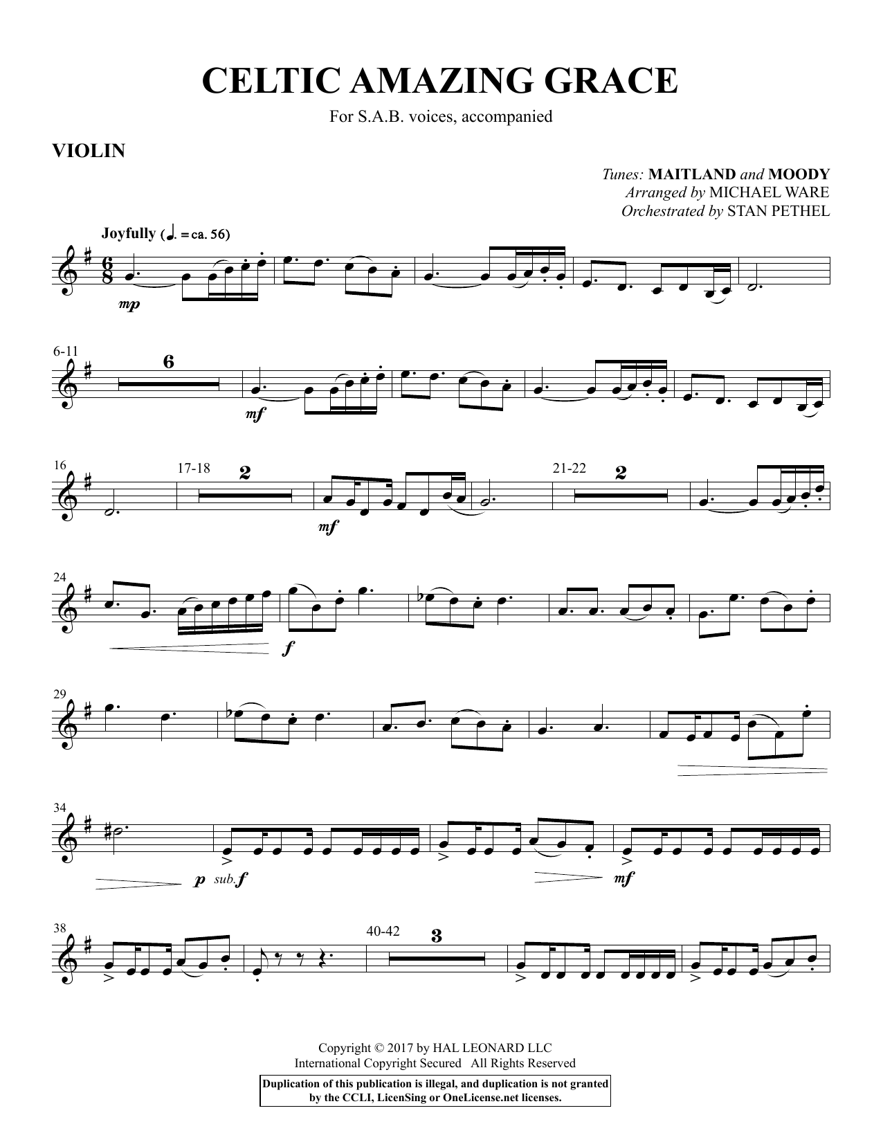 Michael Ware Celtic Amazing Grace Violin Sheet Music Download Pdf Score 374782