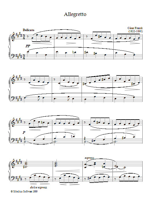 Cesar Franck Allegretto Sheet Music Notes & Chords for Piano - Download or Print PDF