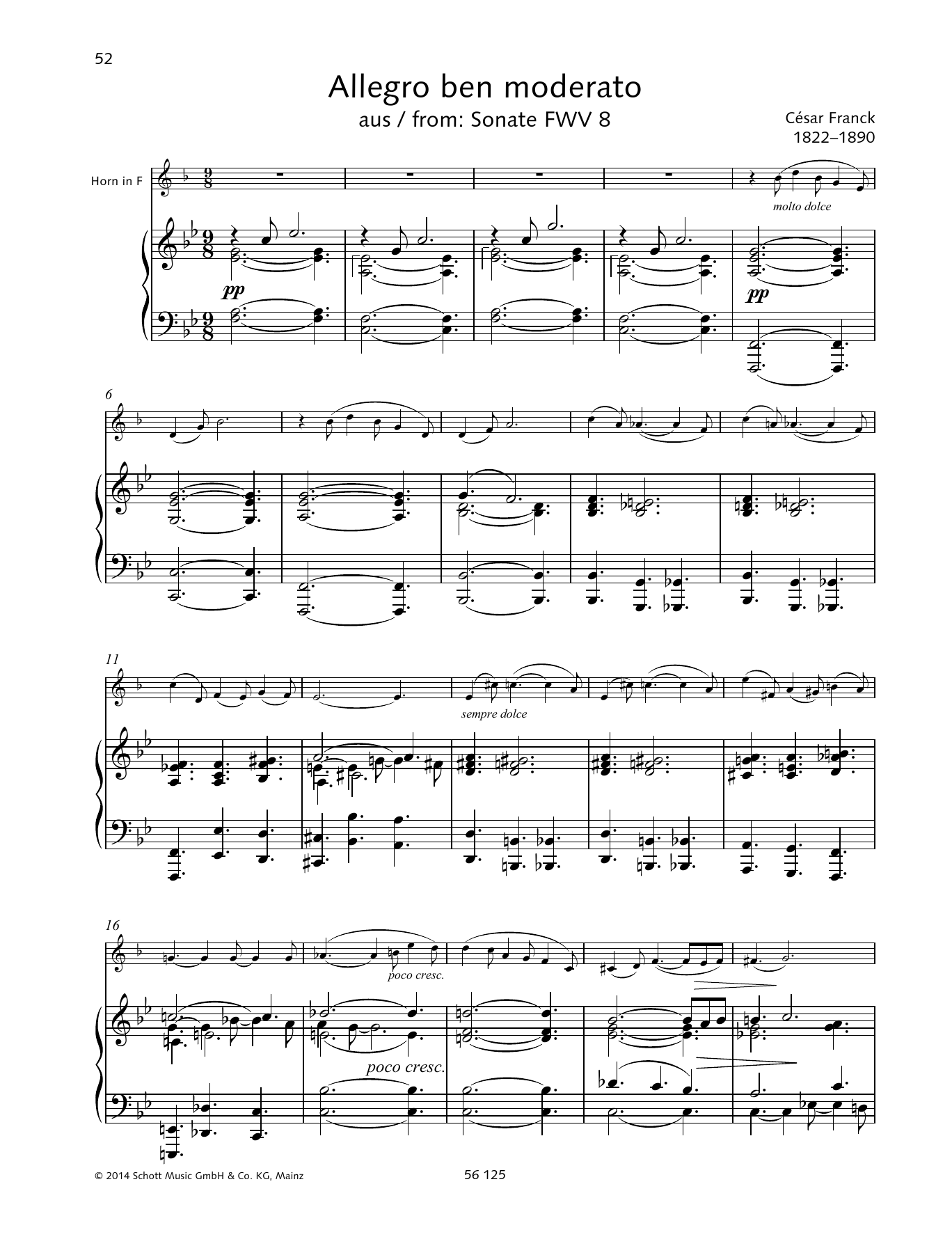 Cesar Franck Allegro ben moderato Sheet Music Notes & Chords for Brass Solo - Download or Print PDF