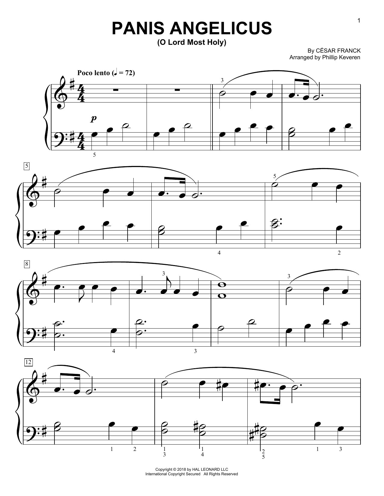 Phillip Keveren Panis Angelicus (O Lord Most Holy) Sheet Music Notes & Chords for Piano (Big Notes) - Download or Print PDF