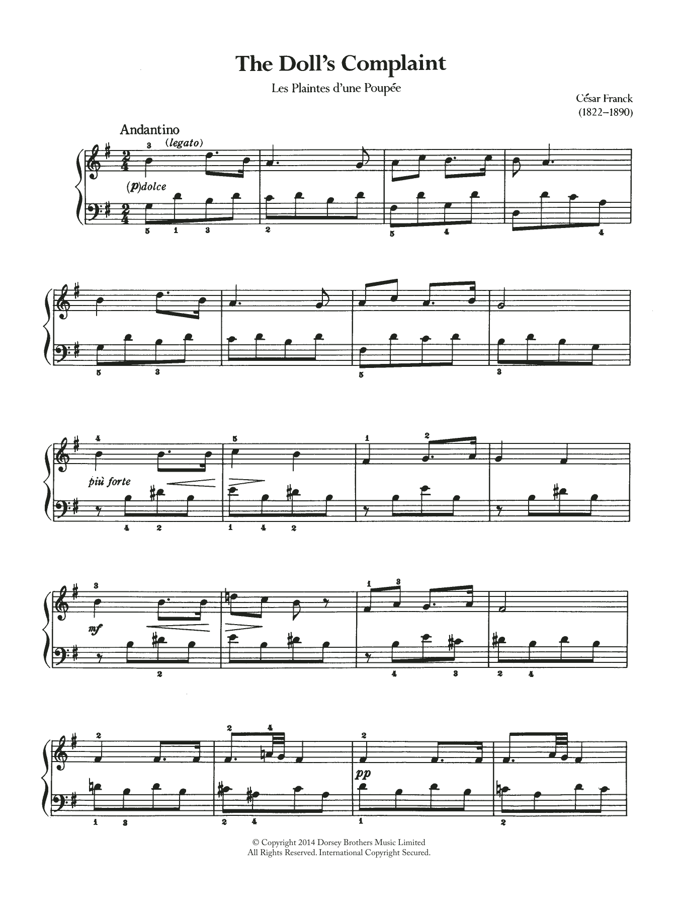 César Franck The Doll's Complaint Sheet Music Notes & Chords for Piano - Download or Print PDF
